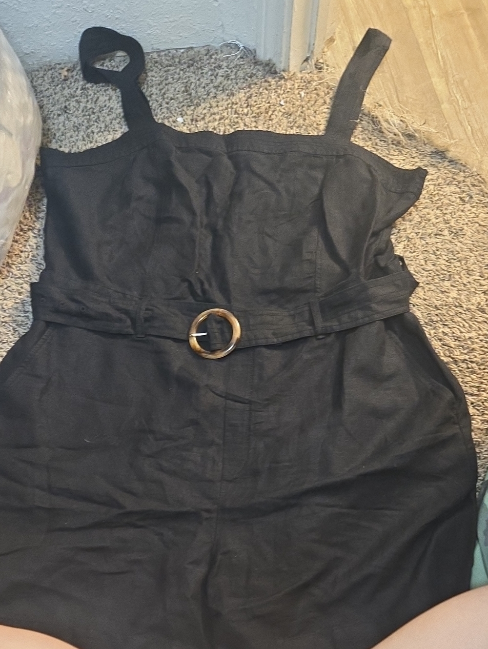 Black Belted Sleeveless Women’s Romper